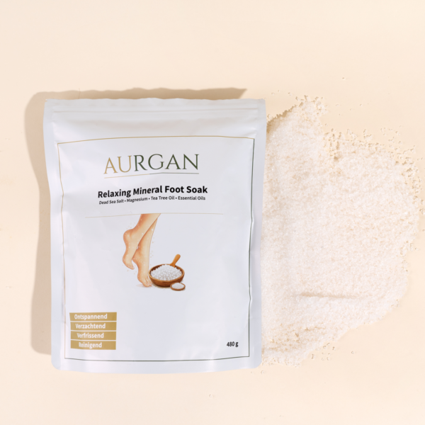 Aurgan Foot Soak 480g – Voetenbadzout met Tea Tree, Rozemarijn, Kamille & Munt