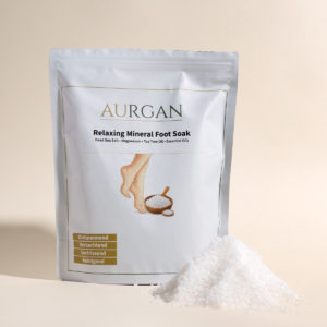 Aurgan Foot Soak 480g – Voetenbadzout met Tea Tree, Rozemarijn, Kamille & Munt