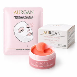 Aurgan PDRN Skin Repair Set met één gezichtsmasker en een pot van 30 paar hydrogel eye pads