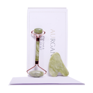 Aurgan groene Jade Roller & Gua Sha set