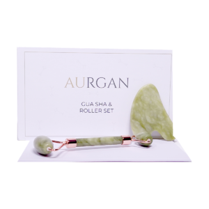 Aurgan groene Jade Roller & Gua Sha set