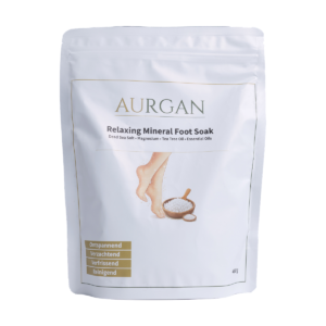Aurgan Foot Soak 480g – Voetenbadzout met Tea Tree, Rozemarijn, Kamille & Munt