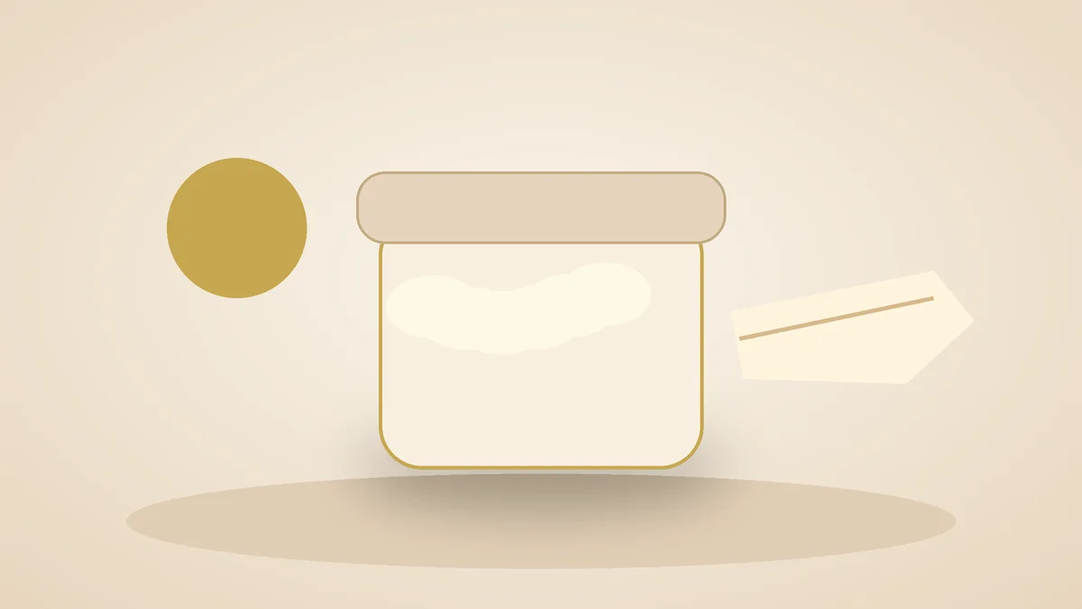 Editorial illustratie van een pot beef tallow voor gezichtsverzorging