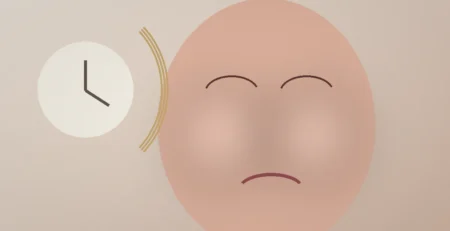 Editorial beautyillustratie van een gezicht en een klok