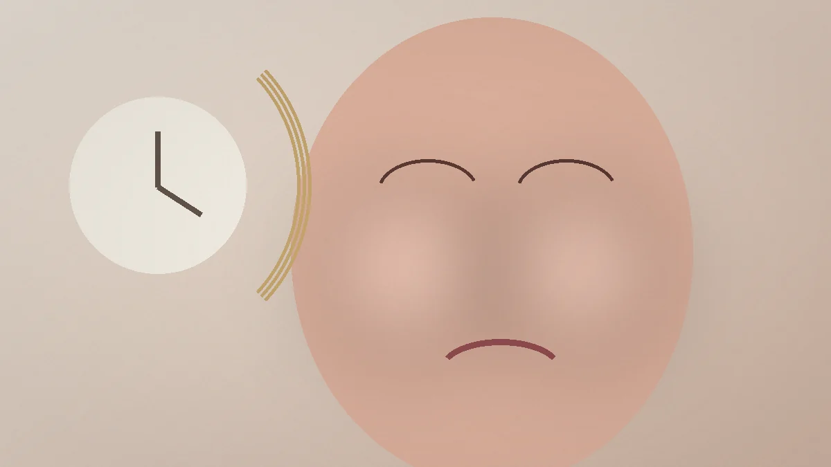 Editorial beautyillustratie van een gezicht en een klok